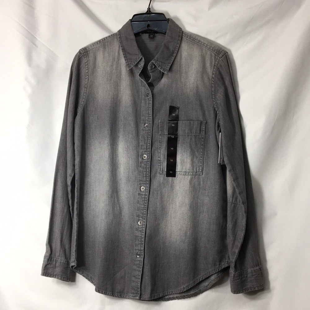 Banana Republic Women’s Distressed Gray Button-Down Shirt Size XS NEW with Tags
